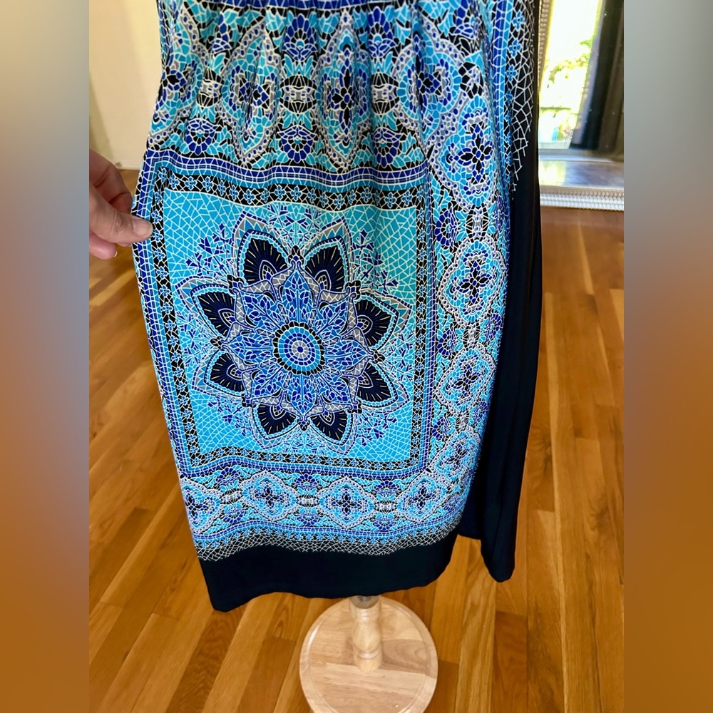 Carole Little Black & Blue Mandala Knee Length Dress in Women’s Sz 8 - Picture 3 of 7